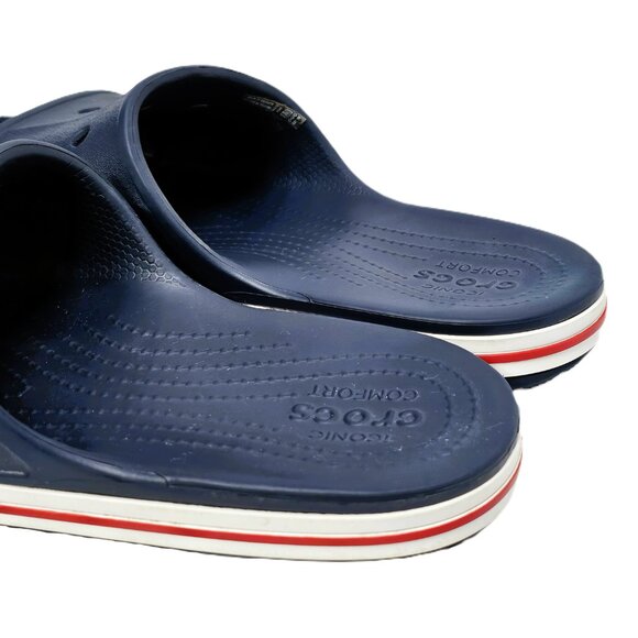 🔵 Crocs Navy Blue Slides – Iconic Comfort, Red Logo & Jibbitz-Ready Style W9/M7 - Picture 5 of 9